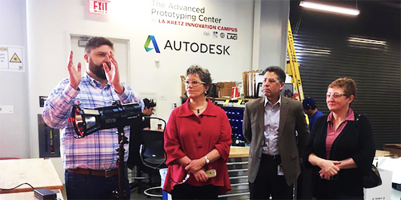 Annie Donovan, Director of the CDFI Fund, visits LACI's Advanced Prototyping Center at the La Kretz Innovation Campus