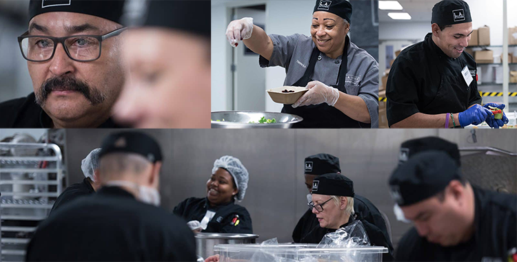 participants in the Empower LA culinary school, housed at LA Kitchen, for at-risk community members including those who have been incarcerated, are homeless or aged out of foster care (photos courtesy of goldenstate.is)